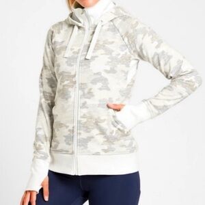 Athleta Triumph Full Zip Hoodie in Gray‎ White Camo- Small